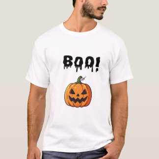 Camiseta Abóbora de Halloween Assustadora com Boo Gotejante