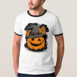 Camiseta Abóbora de Halloween com chapéu, masculina