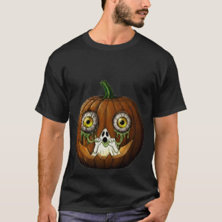 Camiseta Abóbora de Halloween com Fantasma Sujo de Olhos