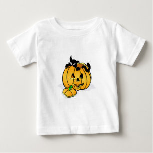 Camiseta Abóbora de Halloween com Gato Negro