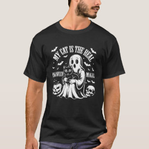 Camiseta Abóbora de Halloween com Gato Preto e Chapéu de Br