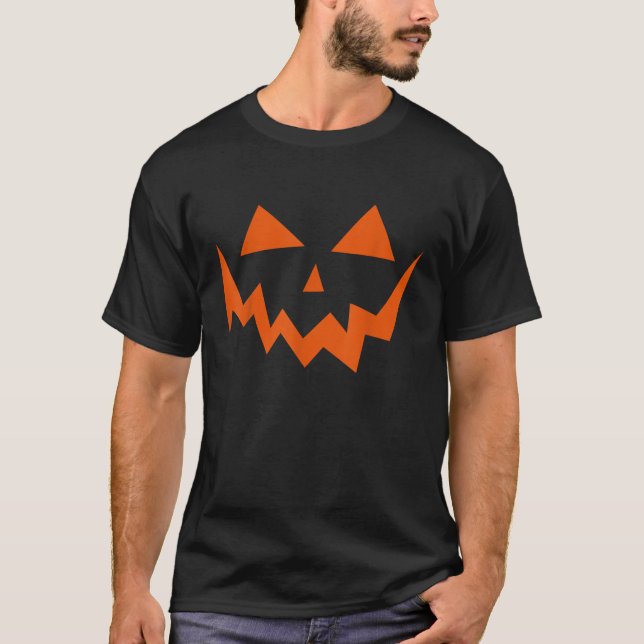 Camiseta Abóbora de Halloween com Rosto Assustador Tallado  (Frente)