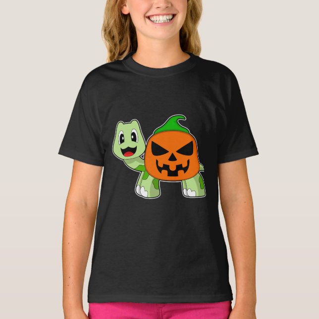 Camiseta Abóbora de Halloween de Tartaruga (Frente)