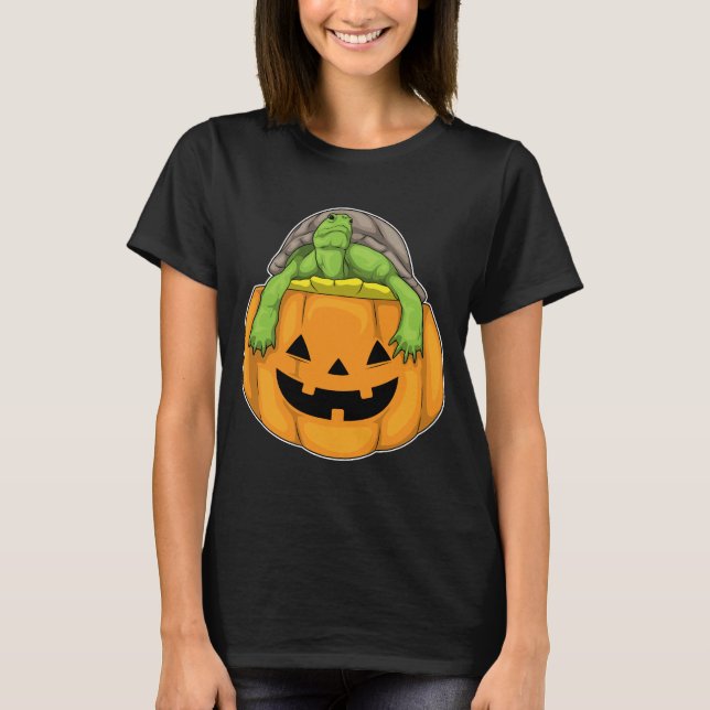 Camiseta Abóbora de Halloween de Tartaruga (Frente)