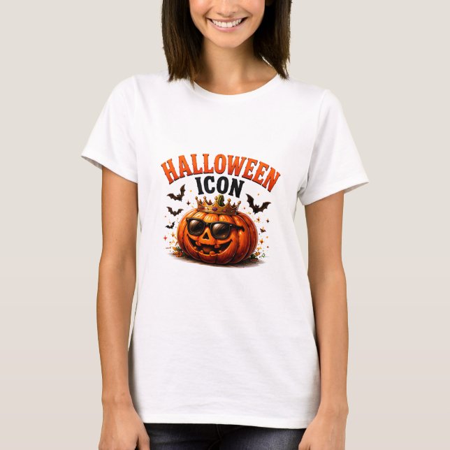 Camiseta 👑 Abóbora de Halloween Dito Divertido 🎃 (Frente)