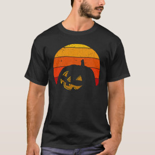 Camiseta Abóbora de Halloween do Pôr do Sol Vintage Retro I