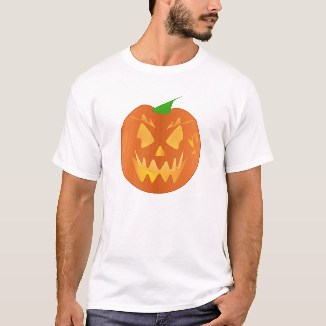 Camiseta Abóbora De Halloween Em Moss Green (Frente)