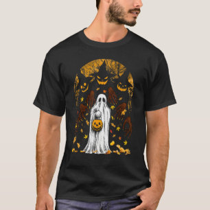 Camiseta Abóbora de Halloween Fofa Fantasma Folhas de Outon
