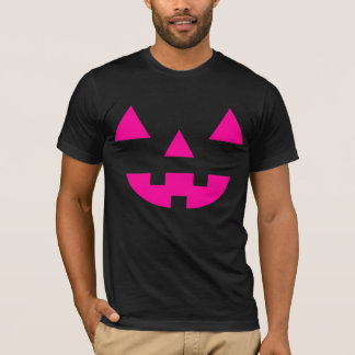 Camiseta Abóbora de Halloween Jack O Lantern Face Rosa