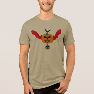 Camiseta Abóbora de Halloween Morcego Vampiro Malvado Jack