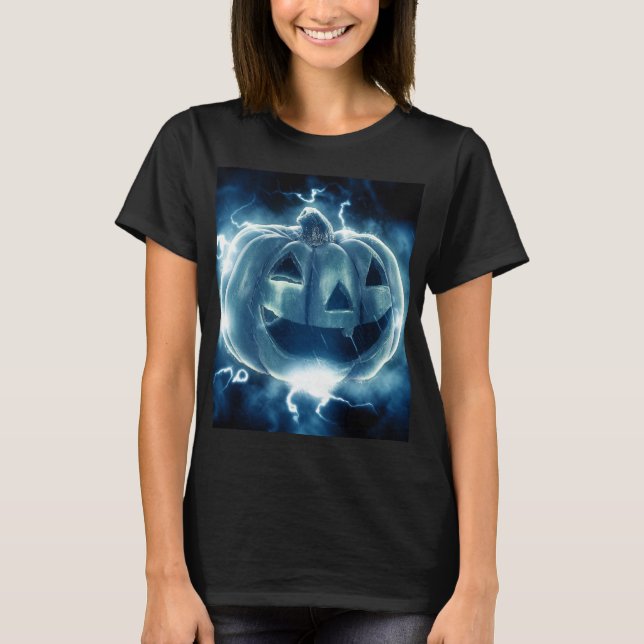 Camiseta abóbora de Halloween na chuva (Frente)