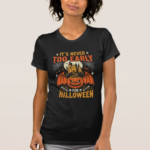 Camiseta Abóbora de Halloween Nunca Muito Cedo Castelo Gráf