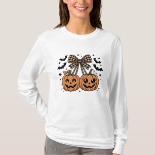 Camiseta Abóbora de Halloween Rosa Cereja Arco Coquette Ass