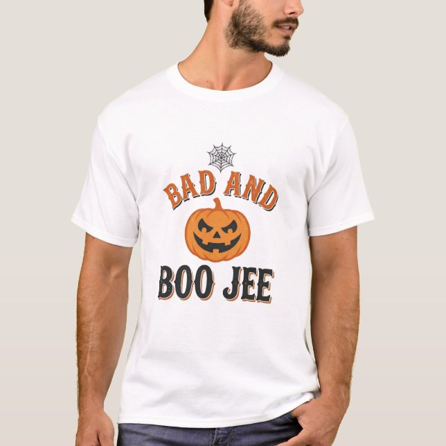 Camiseta Abobora de Halloween Ruim e Boo Jee (Frente)