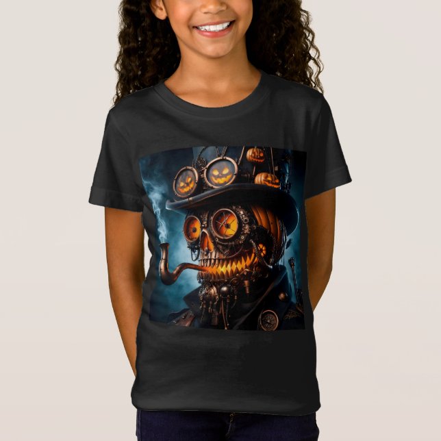 Camiseta Abóbora de Halloween Steampunk Gótica (Frente)