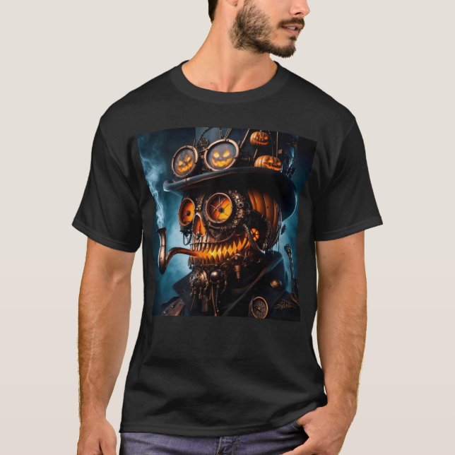 Camiseta Abóbora de Halloween Steampunk Gótico (Frente)