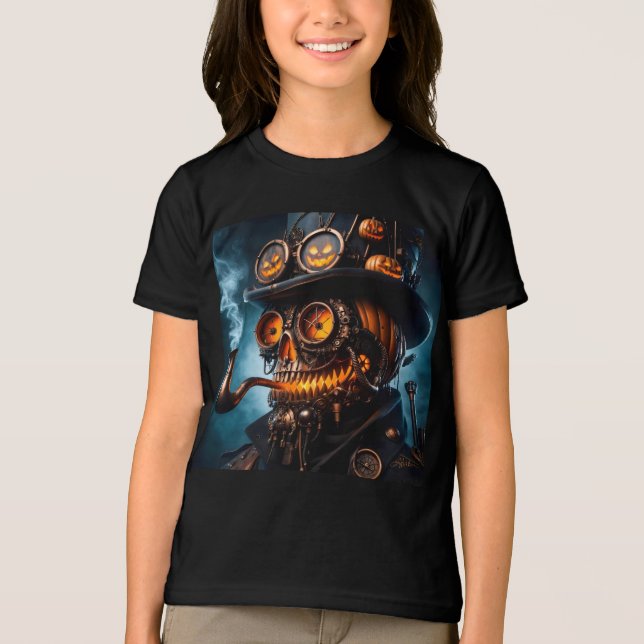 Camiseta Abóbora de Halloween Steampunk Gótico (Frente)