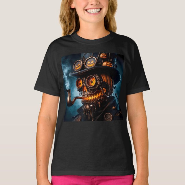 Camiseta Abóbora de Halloween Steampunk Gótico (Frente)