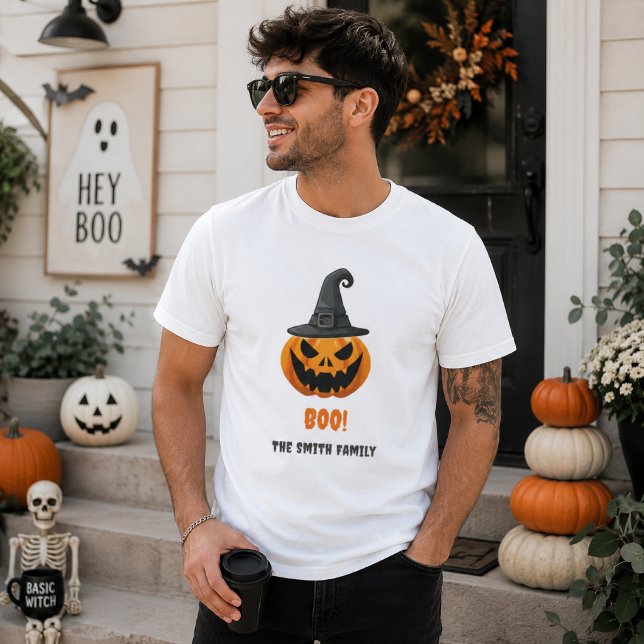 Camiseta Abóbora de Halloween “TCHU!” – Nome Personalizado (Criador carregado)