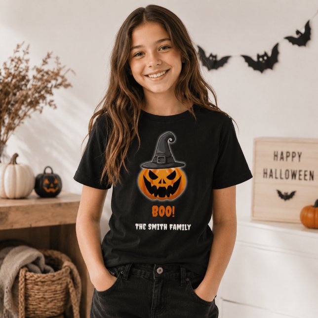 Camiseta Abóbora de Halloween “TCHU!” – Nome Personalizado (Criador carregado)