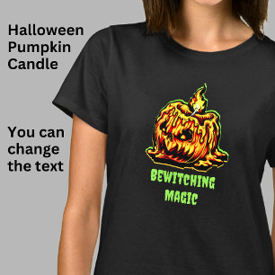 Camiseta Abóbora de Halloween Vela Magia Enfeitiçante