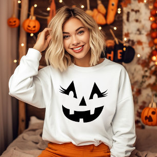 Camiseta Abóbora de Jack O Lantern Feminina no Halloween