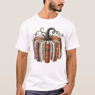 Camiseta Abóbora de Livro de Outono, Leitura Aconchegante d