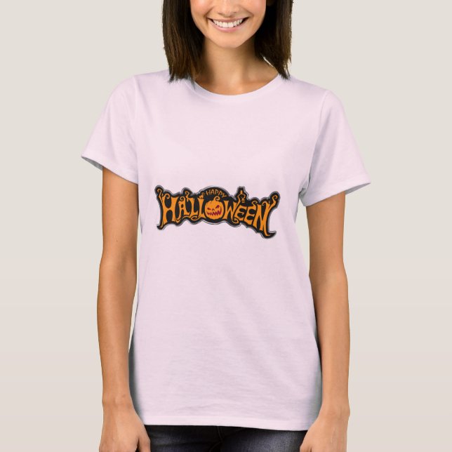 Camiseta Abóbora de olhos rubis em moldura prateada Feliz H (Frente)
