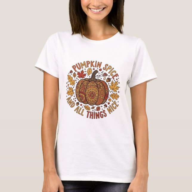 Camiseta Abóbora de outono design (Frente)
