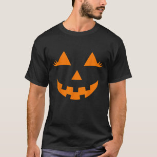 Camiseta Abóbora de rosto de Jack O Lantern cílios de Hallo