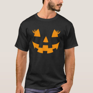 Camiseta Abóbora de rosto de Jack O Lantern Cílios de Hallo