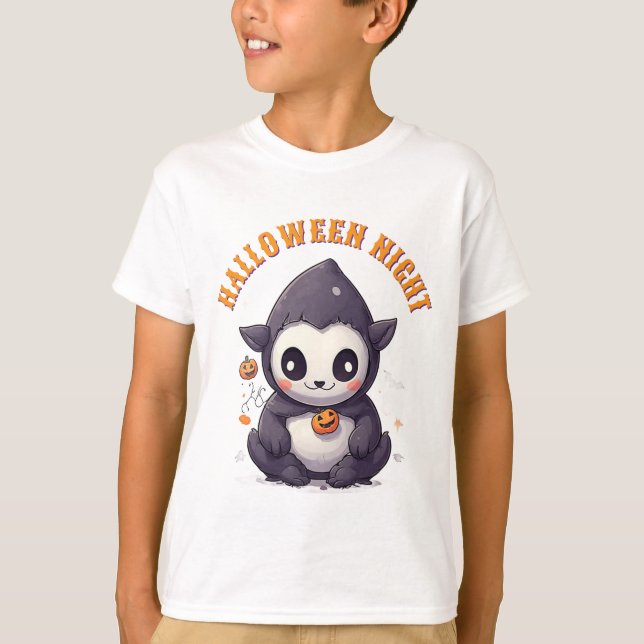 Camiseta Abóbora de Vampiro Fofo de Halloween 🦇 (Frente)