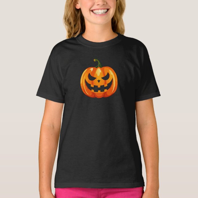 Camiseta Abóbora do Halloween Assustada (Frente)