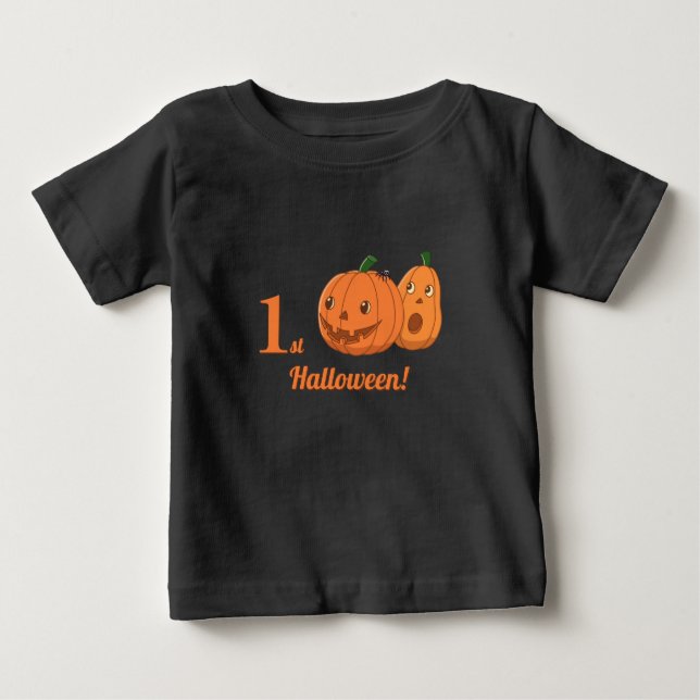 Camiseta Abóbora do Primeiro Halloween do Bebê (Frente)