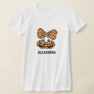 Camiseta Abóbora e caveira boo Halloween Nome Personalizado