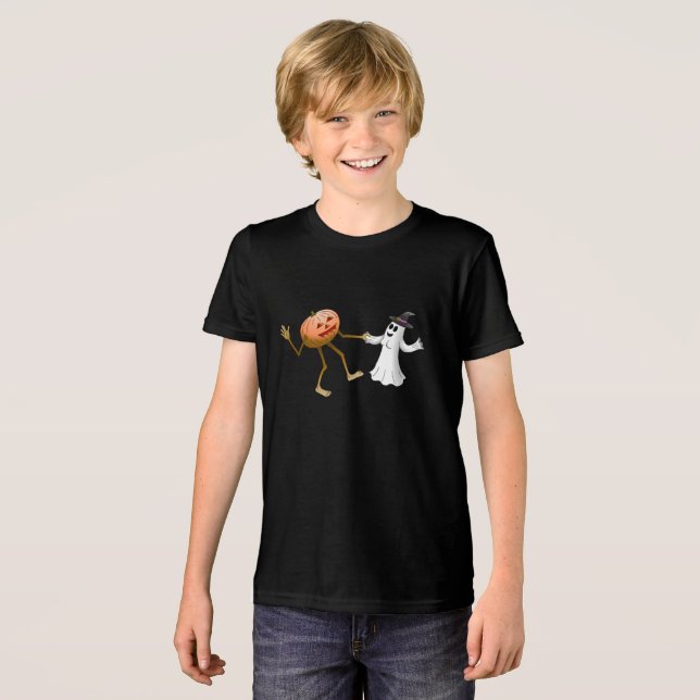 Camiseta Abóbora e Fantasma do Halloween (Frente Completa)