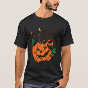 Camiseta Abóbora E Gato Preto Boo Halloween Sinistro