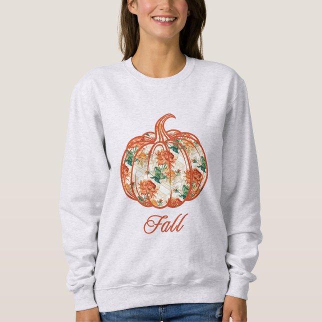 Camiseta Abóbora em um Padrão de Crisântemo (Frente)