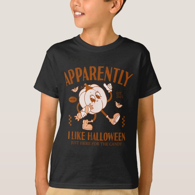 Camiseta Abóbora Engraçada Aparentemente, Eu Gosto do Hallo (Frente)