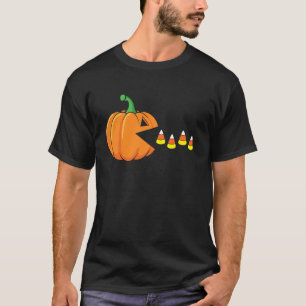 Camiseta Abóbora engraçada de Halloween comendo Candy Corn