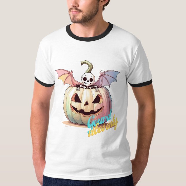 Camiseta Abóbora Esqueleto Kawaii  (Frente)