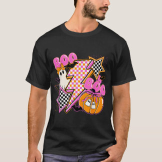 Camiseta Abóbora Fantasma Boo Halloween Xadrez Assustador