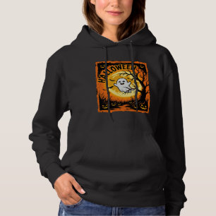 Camiseta Abóbora Fantasma de Halloween Árvore Assombrada