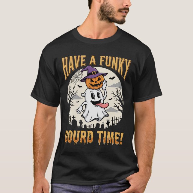 Camiseta Abóbora Fantasma do Tempo de Abóbora Funky de Hall (Frente)