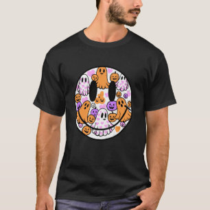Camiseta Abóbora Fantasma Rosto Feliz Vibrações Assustadora