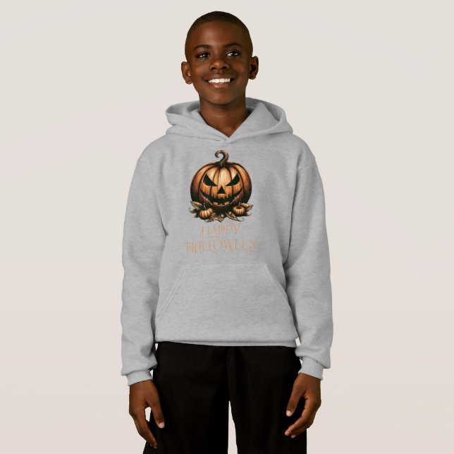 Camiseta Abóbora feliz do Halloween vintage (Frente Completa)