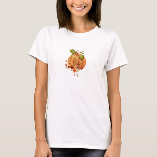 Camiseta Abóbora floral Give Thanks (Frente)