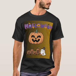 Camiseta Abóbora Fofa e Fantasma Amigável de Halloween