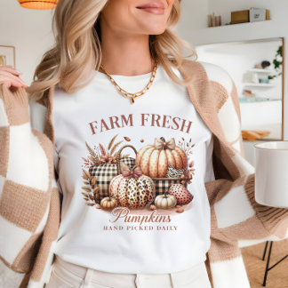 Camiseta Abóbora fresca de queda branca Abóbora Rico de vin