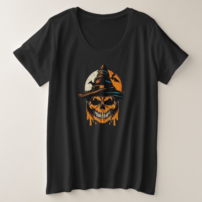 Camiseta abóbora/Halloween/crânio/assustador (Frente do Design)
